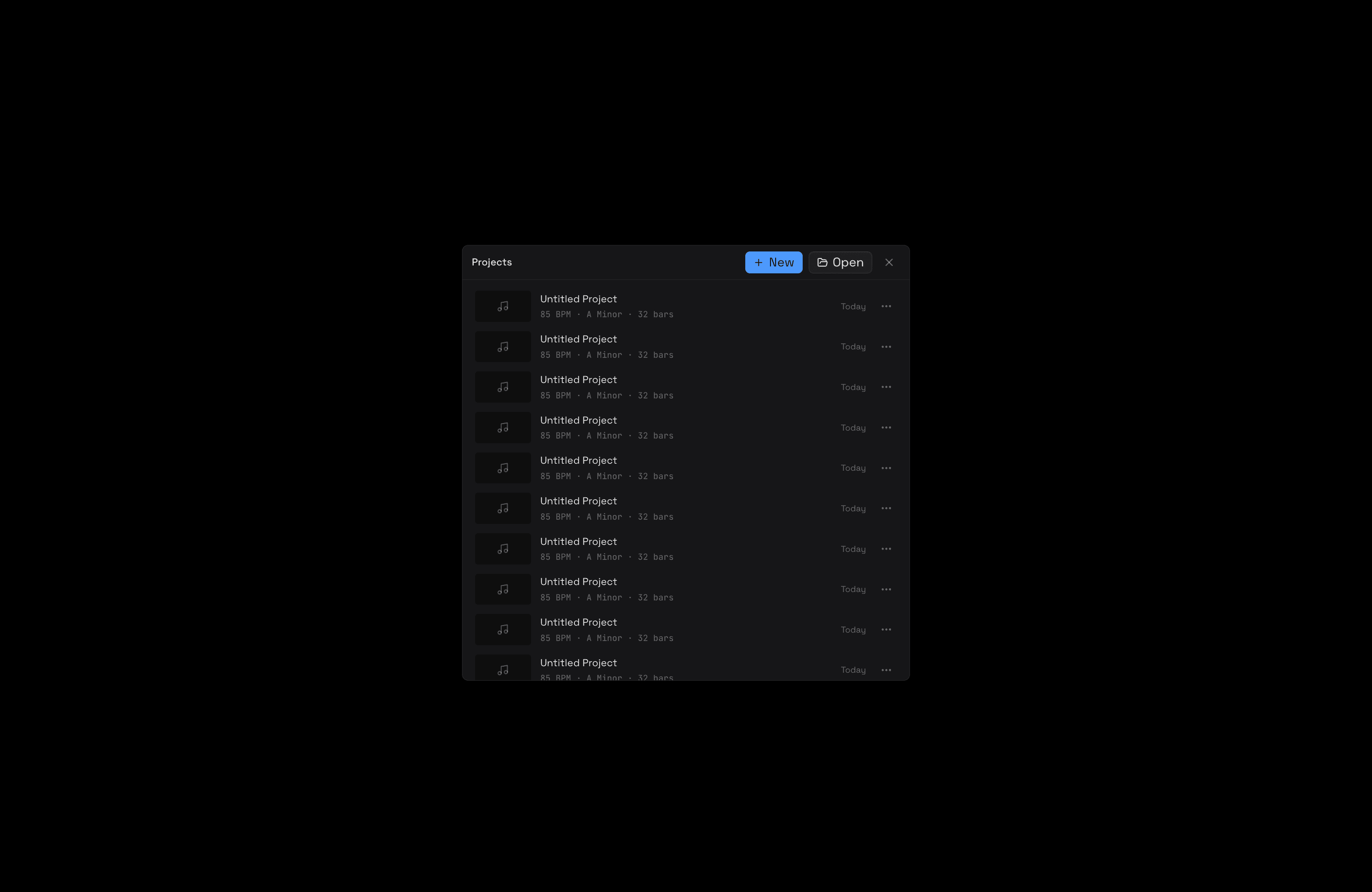 Projects window