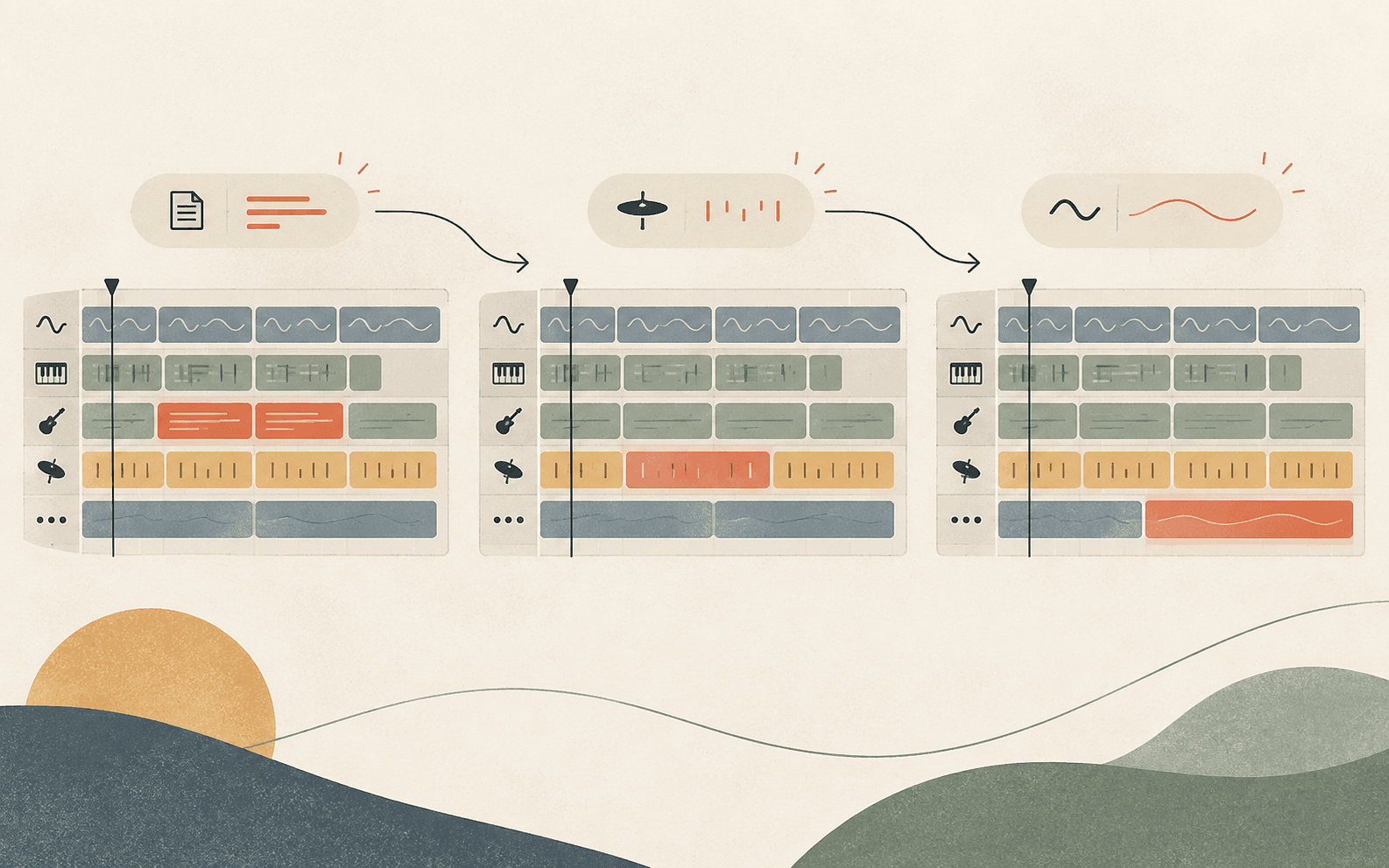 Three revisions of one session preserving its core musical idea