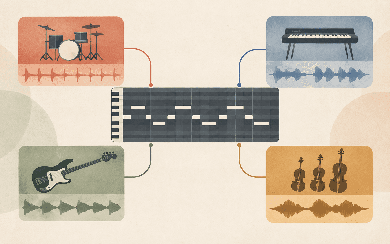One MIDI phrase keeping its notes while changing instrument palettes