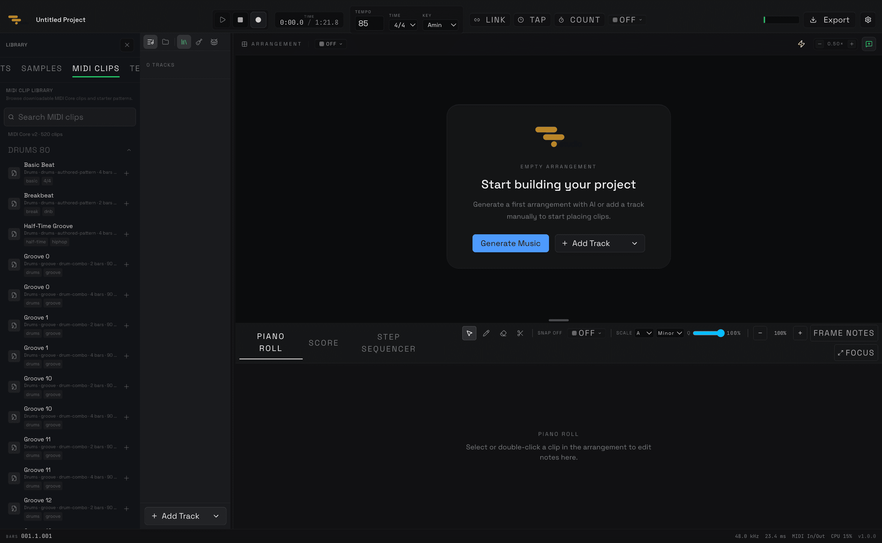 MIDI clip library